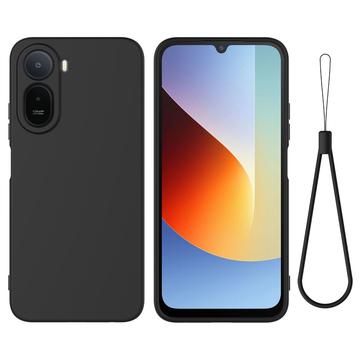 Xiaomi Poco C81 Pro Flydende silikone cover med håndrem - Sort