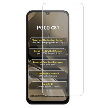Xiaomi Poco C81 Skærmbeskyttelse Hærdet Glas - 9H - Case Friendly - Gennemsigtig