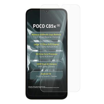 Xiaomi Poco C85x Skærmbeskyttelse Hærdet Glas - 9H - Case Friendly - Gennemsigtig