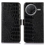 Xiaomi Poco F7 Pro Crocodile Series Læderpung med RFID - Sort