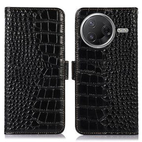 Xiaomi Poco F7 Pro Crocodile Series Læderpung med RFID - Sort