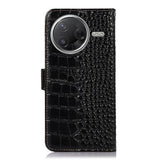 Xiaomi Poco F7 Pro Crocodile Series Læderpung med RFID - Sort