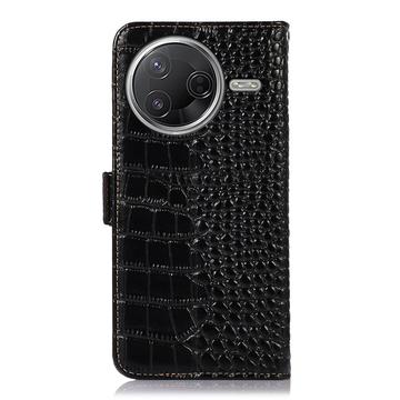 Xiaomi Poco F7 Pro Crocodile Series Læderpung med RFID - Sort