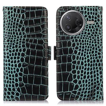 Xiaomi Poco F7 Pro Crocodile Series Læderpung med RFID - Grøn