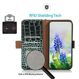 Xiaomi Poco F7 Pro Crocodile Series Læderpung med RFID - Grøn