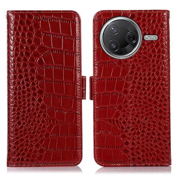 Xiaomi Poco F7 Pro Crocodile Series Læderpung med RFID - Rød