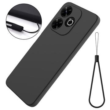 Xiaomi Poco M6 Plus Liquid Silikone Cover med Strop - Sort
