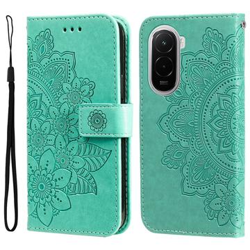 Xiaomi Poco M7 4G Mandala Series Etui med Pung - Grøn