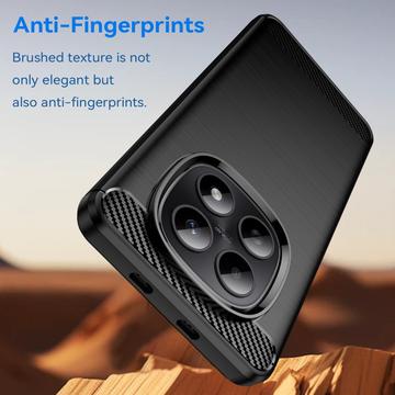Xiaomi Poco M8/Redmi Note 15 5G Børstet TPU Cover - Karbonfiber - Sort
