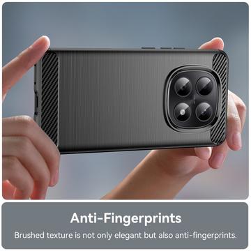 Xiaomi Poco M8/Redmi Note 15 5G Børstet TPU Cover - Karbonfiber - Sort