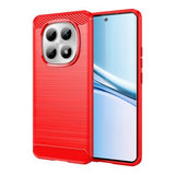 Xiaomi Poco M8/Redmi Note 15 5G Børstet TPU Cover - Karbonfiber - rød
