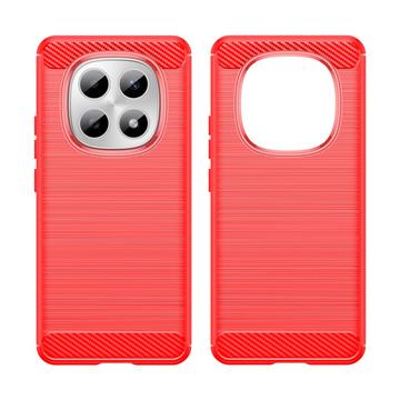 Xiaomi Poco M8/Redmi Note 15 5G Børstet TPU Cover - Karbonfiber - rød