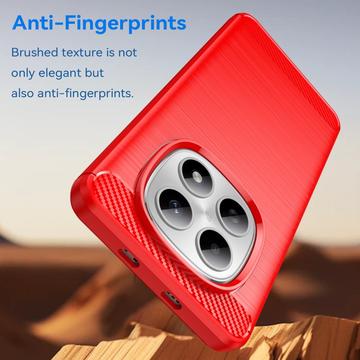 Xiaomi Poco M8/Redmi Note 15 5G Børstet TPU Cover - Karbonfiber - rød