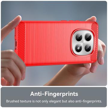 Xiaomi Poco M8/Redmi Note 15 5G Børstet TPU Cover - Karbonfiber - rød