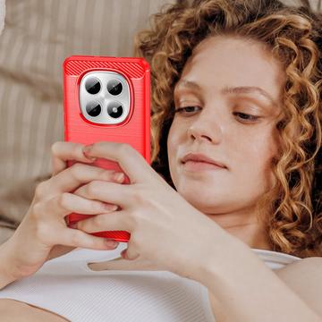 Xiaomi Poco M8/Redmi Note 15 5G Børstet TPU Cover - Karbonfiber - rød