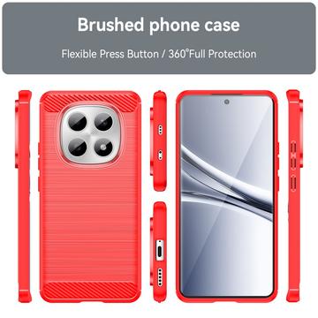 Xiaomi Poco M8/Redmi Note 15 5G Børstet TPU Cover - Karbonfiber - rød