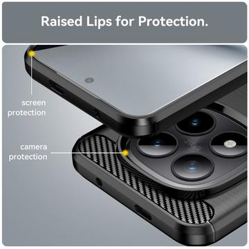 Xiaomi Poco M8 Pro/Redmi Note 15 Pro+ 5G Børstet TPU Cover - Karbonfiber - Sort