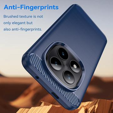 Xiaomi Poco M8 Pro/Redmi Note 15 Pro+ 5G Børstet TPU Cover - Karbonfiber - blå