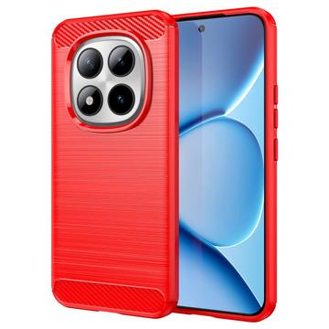Xiaomi Poco M8 Pro/Redmi Note 15 Pro+ 5G Børstet TPU Cover - Karbonfiber - rød