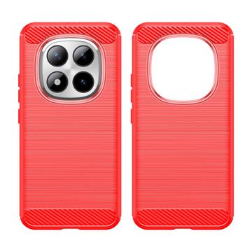 Xiaomi Poco M8 Pro/Redmi Note 15 Pro+ 5G Børstet TPU Cover - Karbonfiber - rød