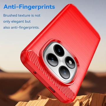 Xiaomi Poco M8 Pro/Redmi Note 15 Pro+ 5G Børstet TPU Cover - Karbonfiber - rød