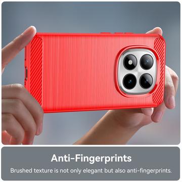 Xiaomi Poco M8 Pro/Redmi Note 15 Pro+ 5G Børstet TPU Cover - Karbonfiber - rød