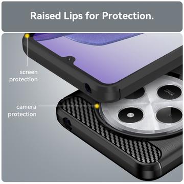 Xiaomi Redmi 14C Børstet TPU Cover - Karbonfiber - Sort