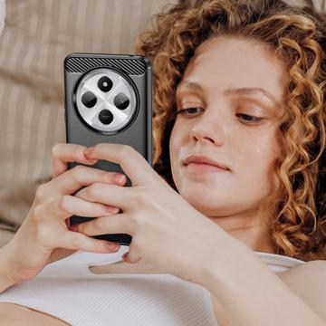 Xiaomi Redmi 14C Børstet TPU Cover - Karbonfiber - Sort