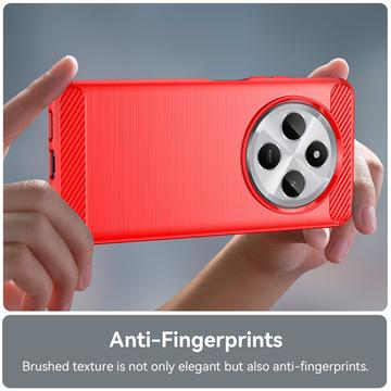 Xiaomi Redmi 14C Børstet TPU Cover - Karbonfiber - Rød
