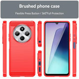 Xiaomi Redmi 14C Børstet TPU Cover - Karbonfiber - Rød