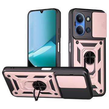Xiaomi Redmi 15 4G/5G Roterende Ring Hybrid Cover med Kameraskjold - Rødguld