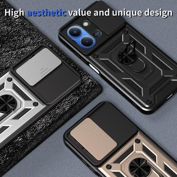 Xiaomi Redmi 15 4G/5G Roterende Ring Hybrid Cover med Kameraskjold - Rødguld