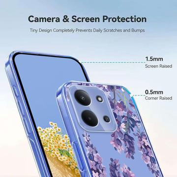 Xiaomi Redmi 15C TPU-cover med blomstermønster - Blåregn