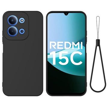 Xiaomi Redmi 15C Flydende silikone cover med håndrem - sort
