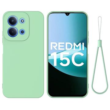 Xiaomi Redmi 15C Flydende silikone cover med håndrem - grøn
