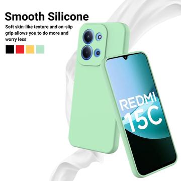 Xiaomi Redmi 15C Flydende silikone cover med håndrem - grøn