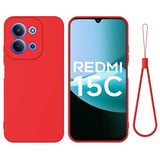 Xiaomi Redmi 15C Flydende silikone cover med håndrem - rød