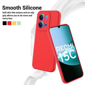 Xiaomi Redmi 15C Flydende silikone cover med håndrem - rød