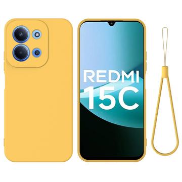 Xiaomi Redmi 15C Flydende silikone cover med håndrem - gul