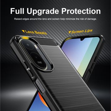 Xiaomi Redmi 15a/R70/R70m Børstet TPU Cover - Karbonfiber - Sort