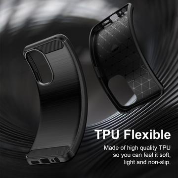 Xiaomi Redmi 15a/R70/R70m Børstet TPU Cover - Karbonfiber - Sort