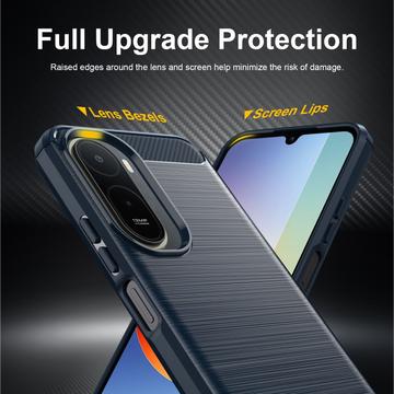 Xiaomi Redmi 15a/R70/R70m Børstet TPU Cover - Karbonfiber - blå