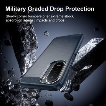 Xiaomi Redmi 15a/R70/R70m Børstet TPU Cover - Karbonfiber - blå