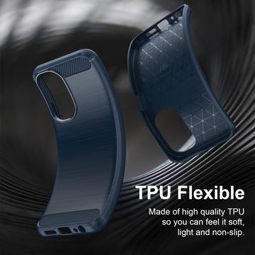 Xiaomi Redmi 15a/R70/R70m Børstet TPU Cover - Karbonfiber - blå