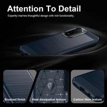 Xiaomi Redmi 15a/R70/R70m Børstet TPU Cover - Karbonfiber - blå