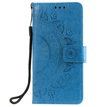 Xiaomi Redmi 15a Mandala Etui med Pung med håndledsrem - Blå