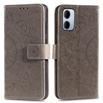 Xiaomi Redmi 15a Mandala Etui med Pung med håndledsrem - Grå