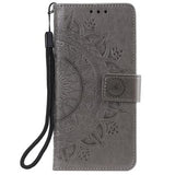 Xiaomi Redmi 15a Mandala Etui med Pung med håndledsrem - Grå