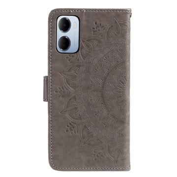 Xiaomi Redmi 15a Mandala Etui med Pung med håndledsrem - Grå