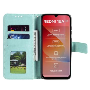 Xiaomi Redmi 15a Mandala Etui med Pung med håndledsrem - mintgrøn